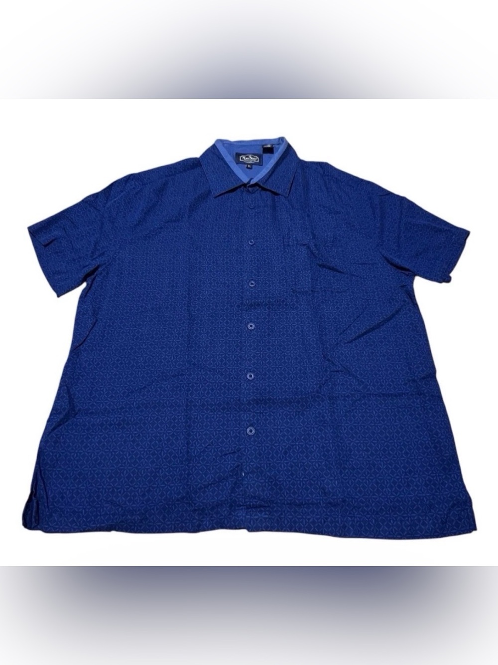 Nat Nast Button Up Shirt Silk Cotton Blend Lattice Diamond Blue Print Mens Sz XL